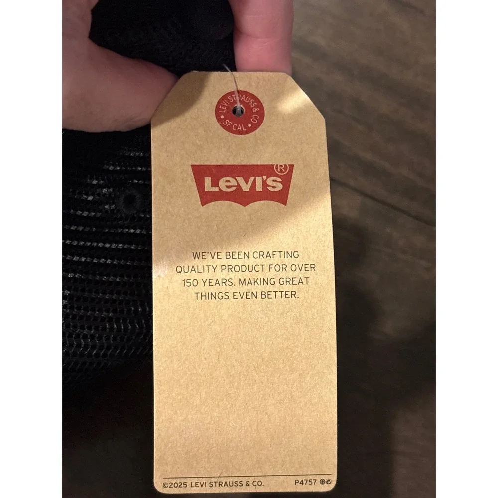 Levis Kids Black Trucker Hat Snapback Mesh Logo Patch Rope Cap 8685-023